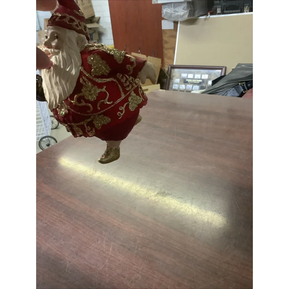 Vintage Hand Painted Chubby Santa Christmas Ornament Ceramic